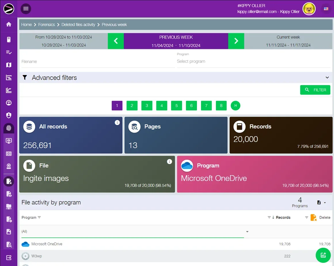 Screenshot of the Cloud Digital Forensics Investigation solution in the INGITE platform