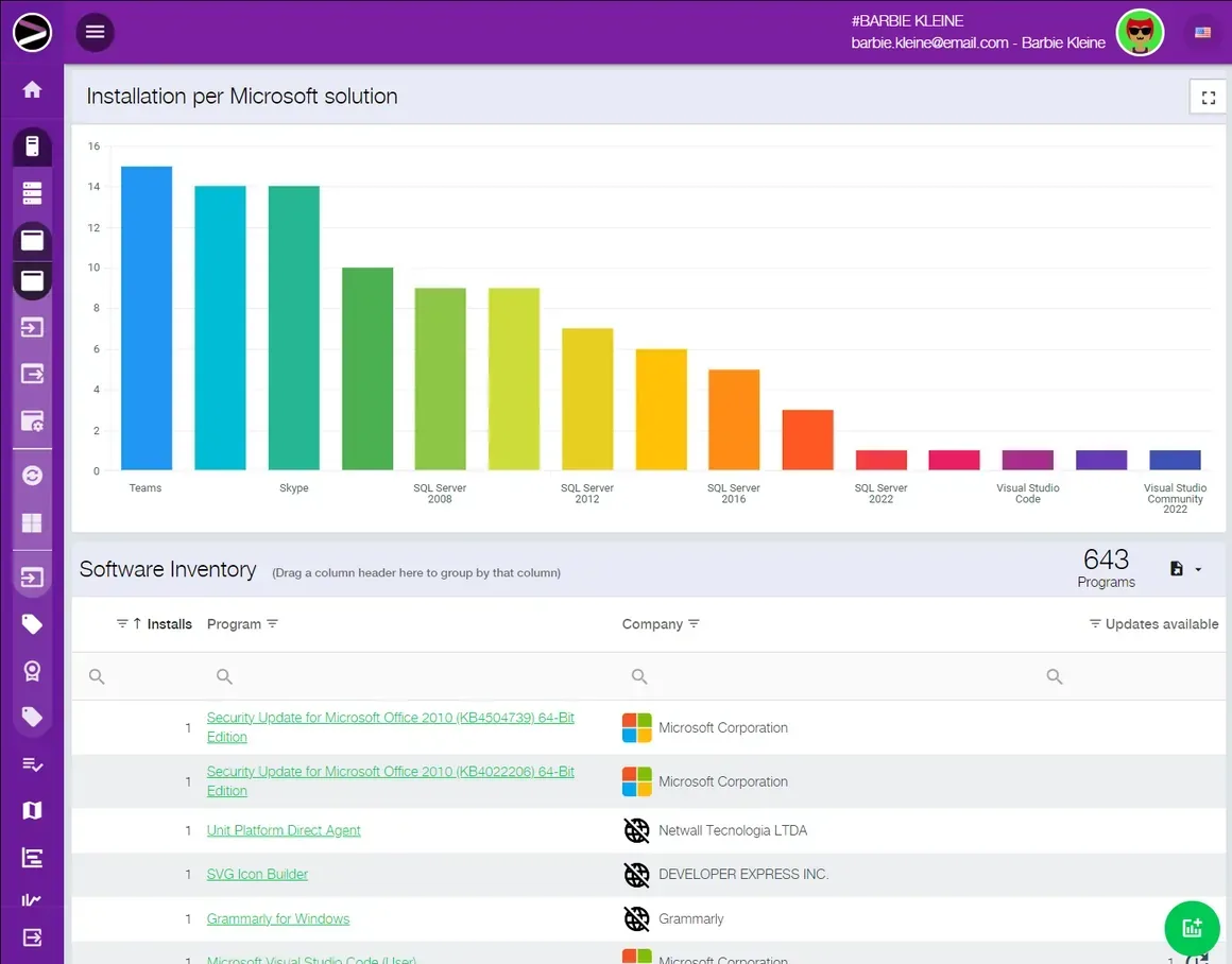Screenshot of the Cloud Asset Management solution in the INGITE platform