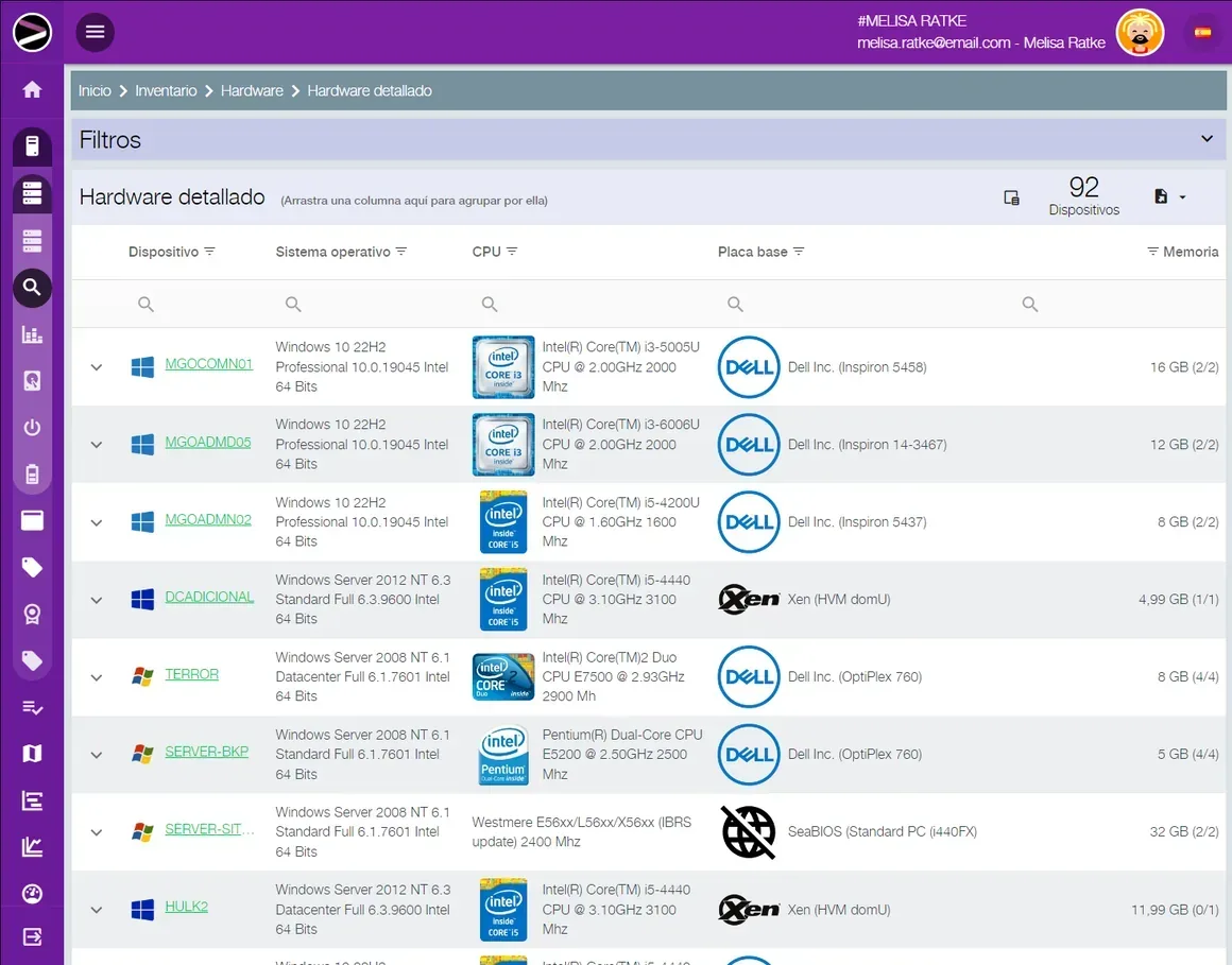 Captura de pantalla de la solución Cloud Asset Management en la plataforma INGITE