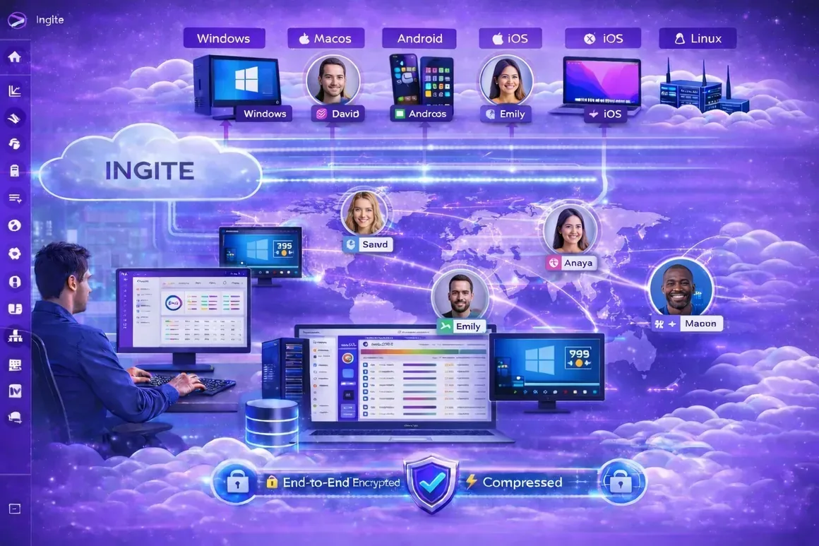 Diagram explaining the data flow of the Cloud Remote Access solution